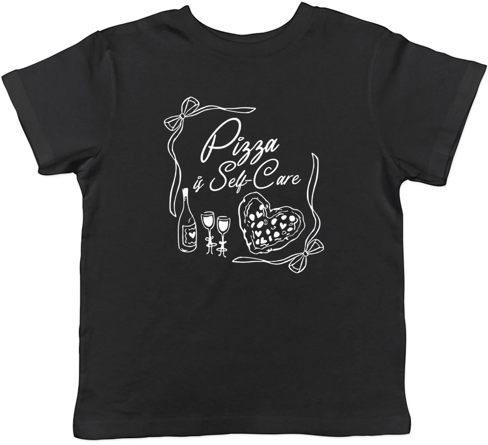 Pizza is Self Care Funny Pizza Day Kids T-Shirt Boys Girls Gift 100