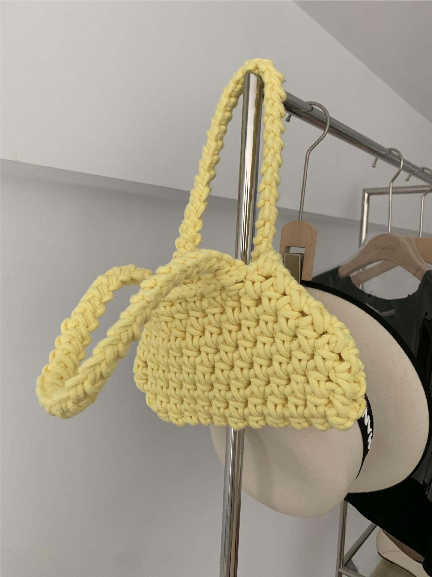 

В язана симпатична суцільна плетена сумка Hyunya, портативна сумка через плече під пахвами, ретро-сумка жовтий