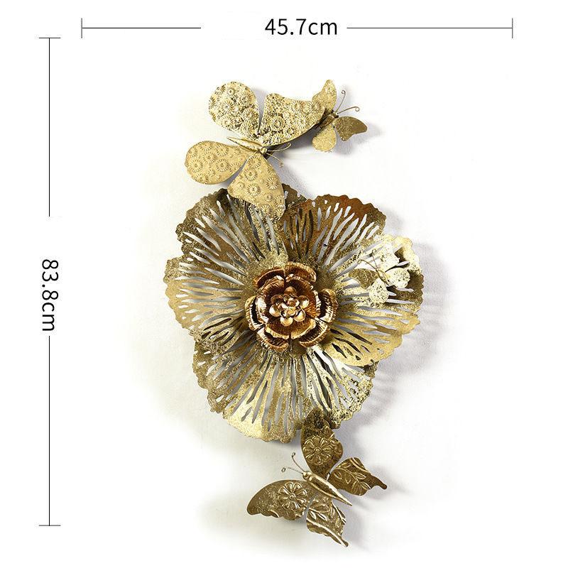Chinese Wrought Iron Flower Wall Mural Accessories Home Living Room Metal Wall Sticker Decor Office Hotel Wall Decoration Items