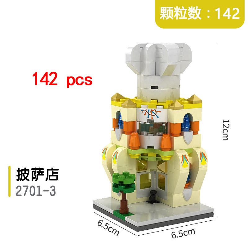 City Miniature Views Mini Street Coffee Shop Model Building Blocks Kits Bricks Kids Toys Girls Boys Flower Food Retail Store