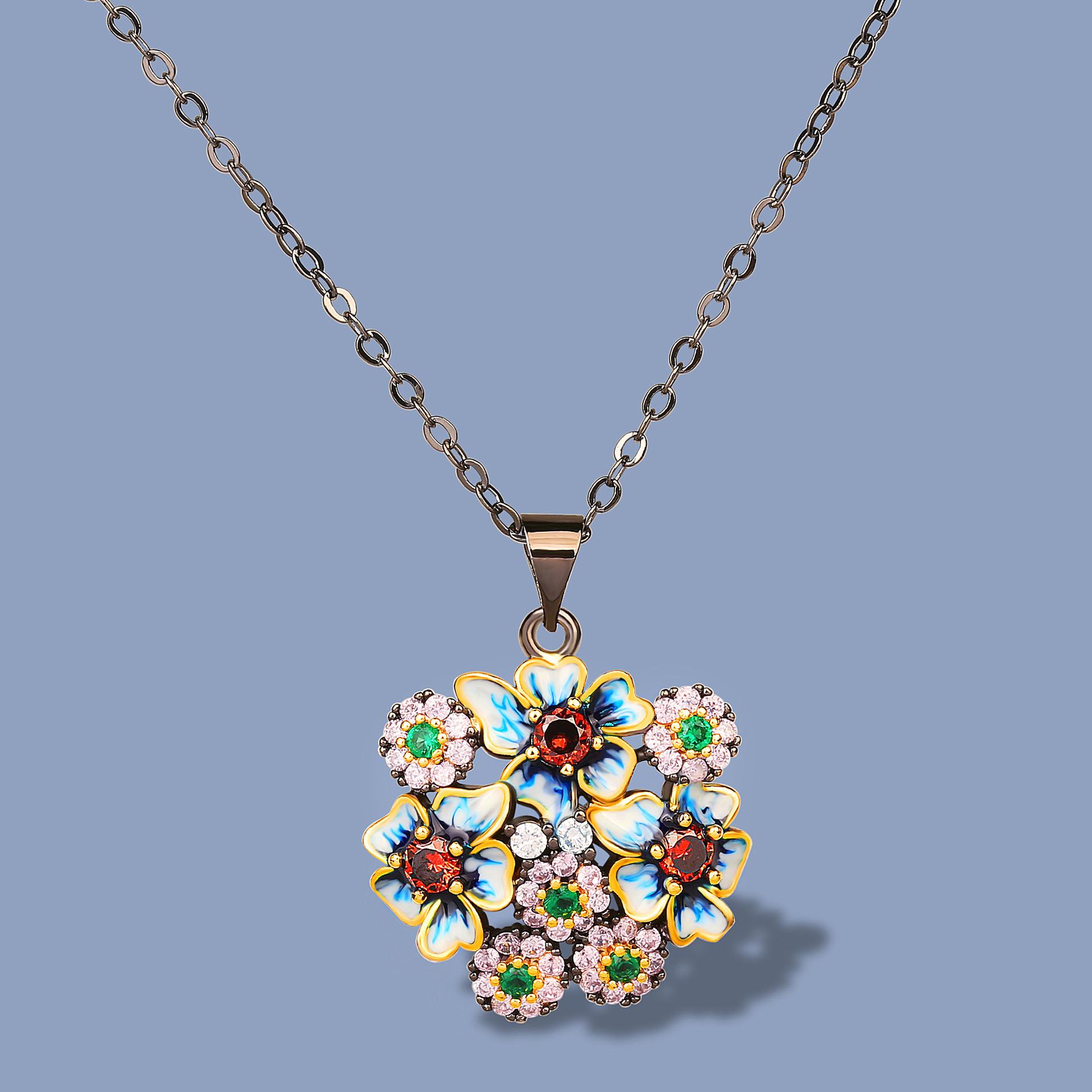 Набор ожерелий с цирконами Цветной Цирконовый Тренд Черный Набор Медный Для Поездок