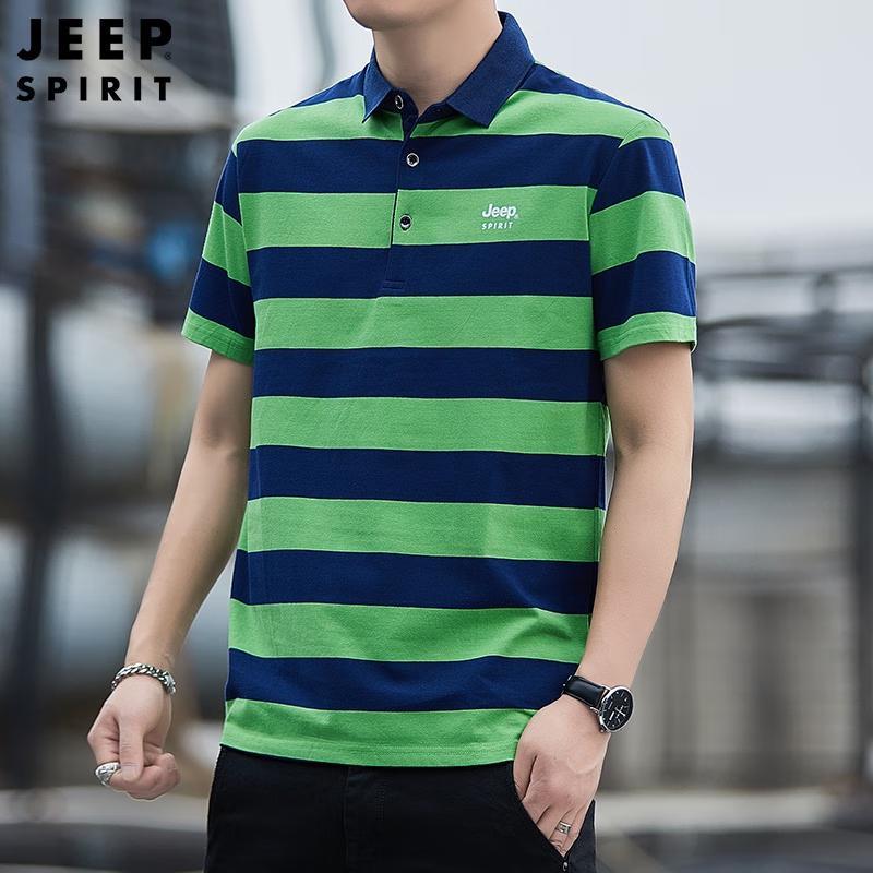 JEEP SPIRIT Men s Striped Short-Sleeve Polo Shirt 4XL