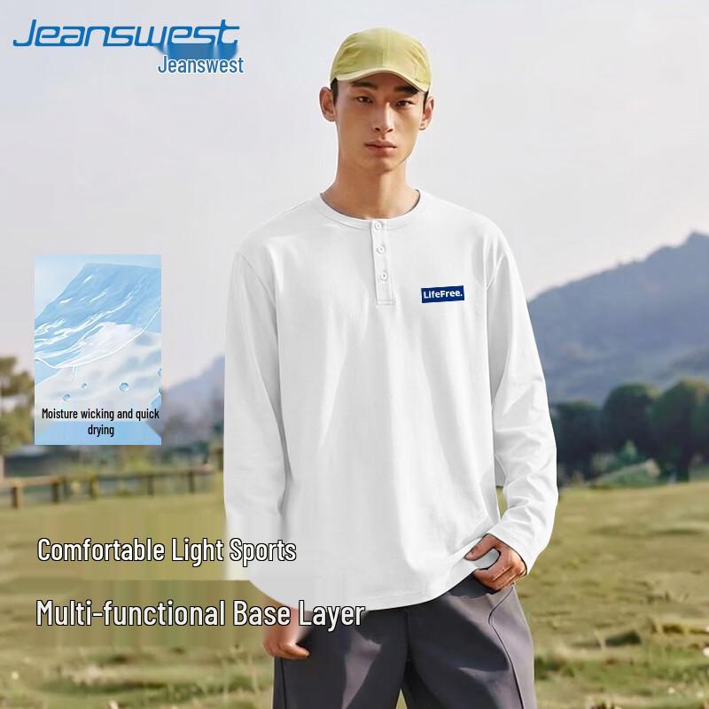 Jeanswest Men s American Style 5A Anti-bacterial Loose Long Sleeve T-shirt L