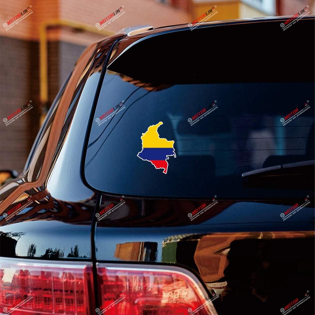 Colombia Map Flag Decal Sticker Vinyl Colombian - 2 Pack Glossy, 3 Inches - for Car Boat Laptop Phone