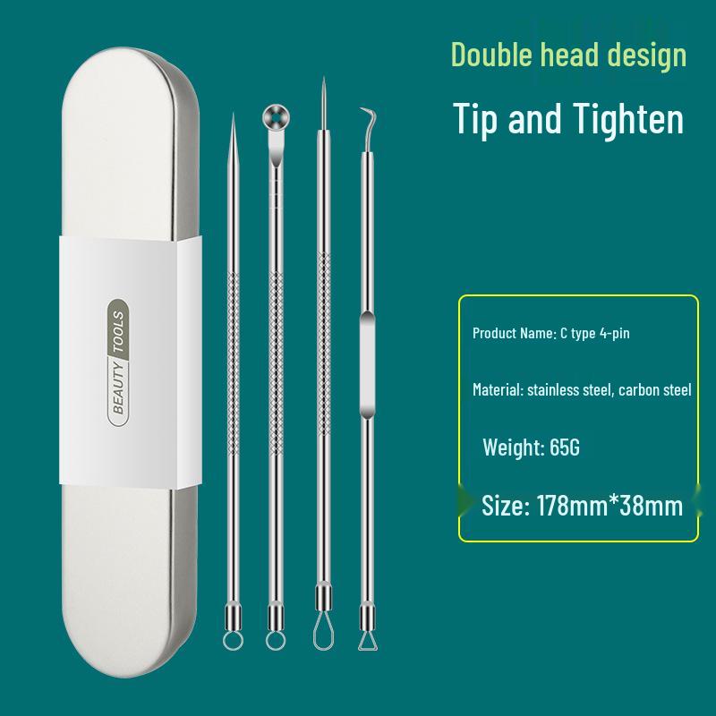 Precision Acne & Blackhead Removal Tweezers Set - Pimple Needle and Squeezing Tool
