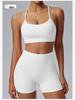 Plus Size Yoga Set: Beautiful Back, High Waist Shorts, Quick Dry Fitness Outfit