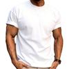 Men's Oversized Round Neck Logo T-Shirt - Solid Color, Drop Shoulder, Pure Cotton, European Size 200g