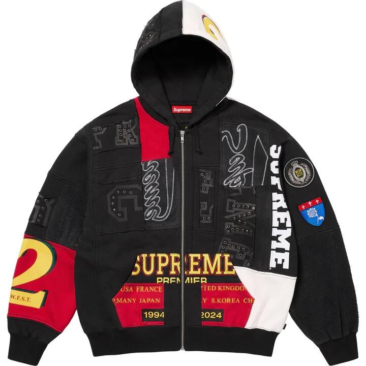 Supreme Patchwork Zip Up Hooded Sweatshirt