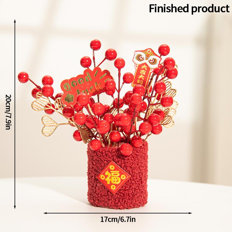 2026 Chinese Wealth Fruit Pot Decoration Chinese New Year Desktop Ornament Spring Festival Gift Decor Blessing Flower Bucket