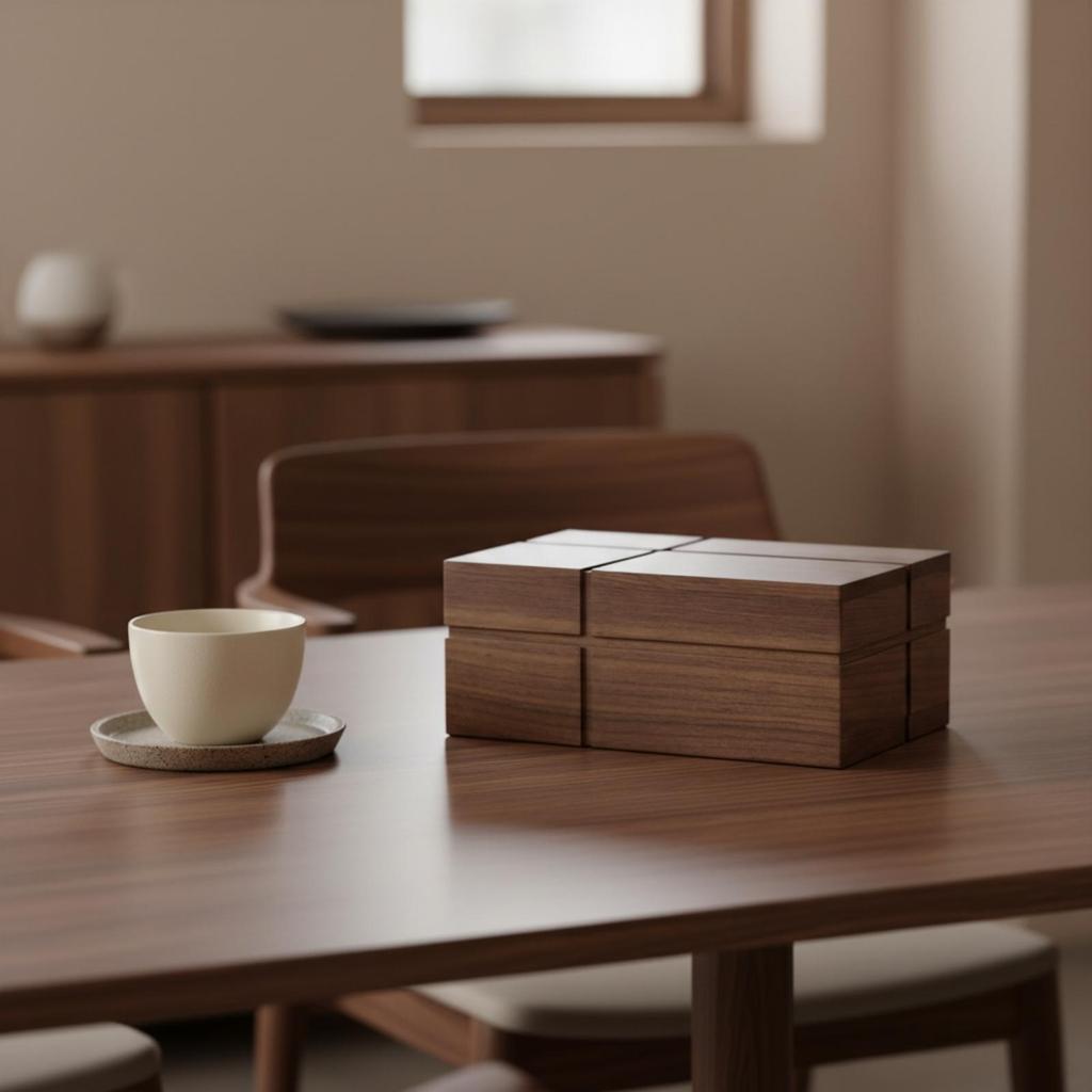Walnut Wood Tissue Box Long-Lasting for Living Room, Bedside Table