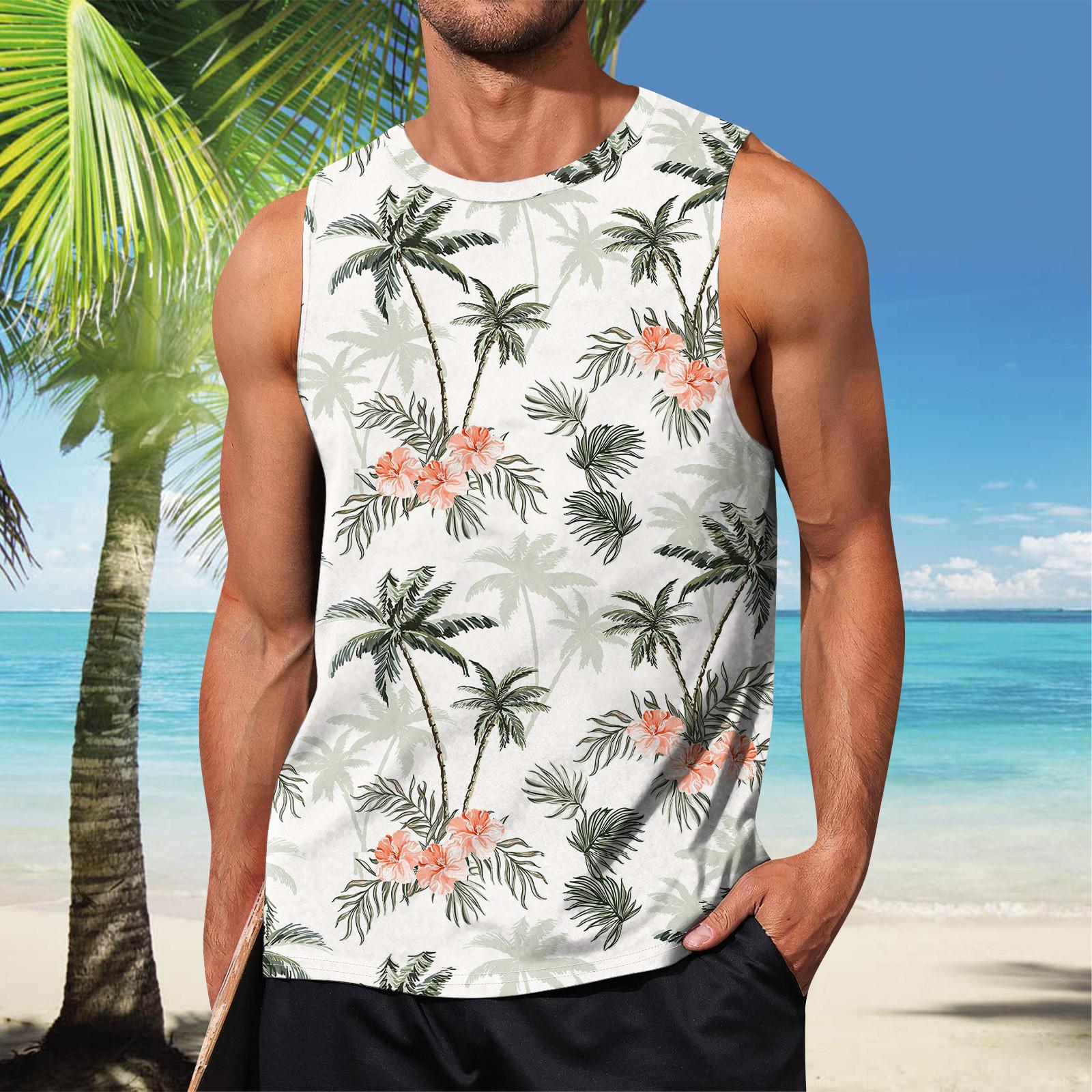 

Мужская летняя пляжная майка для серфинга, большой размер, повседневный дышащий топ без рукавов, свободная майка с принтом, мужская рубашка XL белый