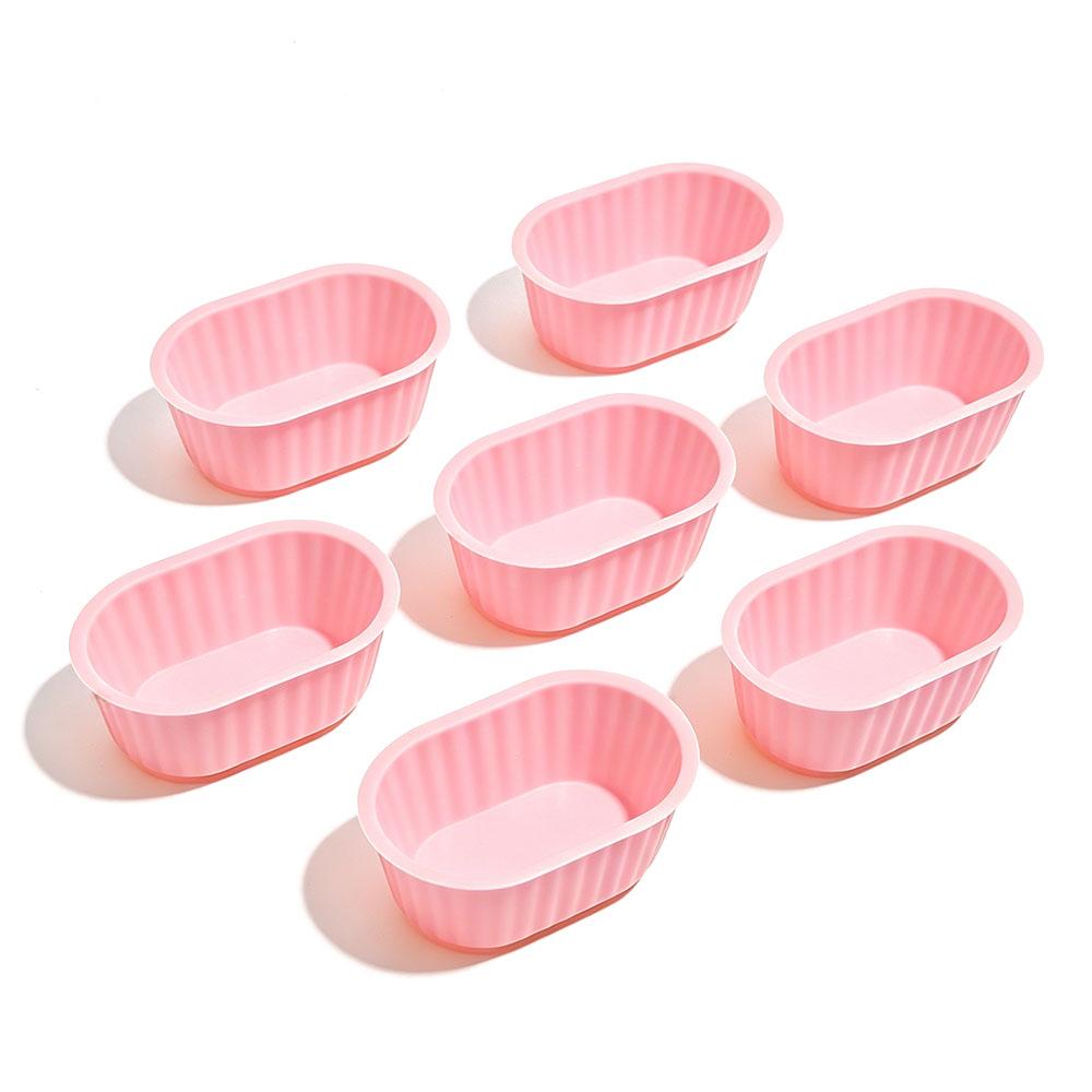 7Pcs Silicone Oval Cake Molds Muffin Cupcake Reusable Bread Cake Toast Pan Cake Moulds Baking Molds Tools Decorating Tools