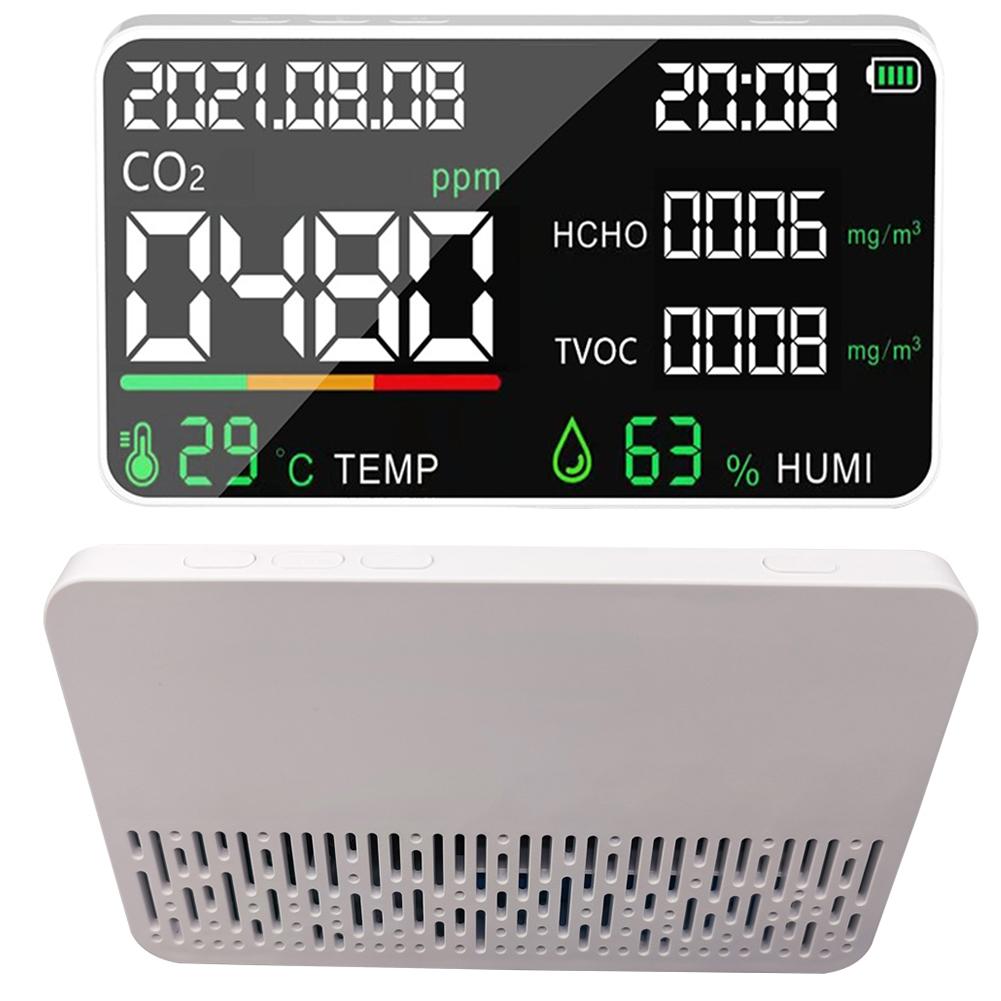 Air Quality Monitor Room Temperature Humidity Meter USB Rechargeable Formaldehyde Tester CO2 Detector for Home Office