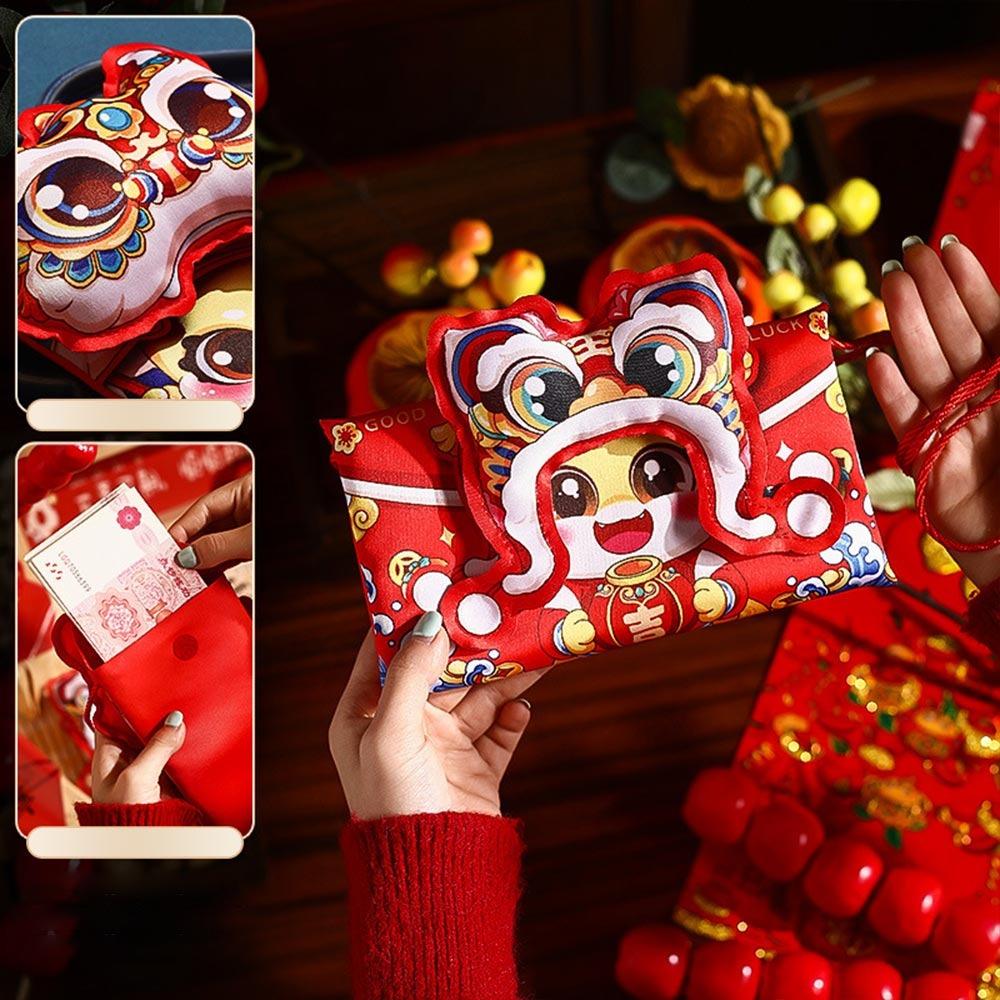 

Cute Cloth Red Envelope Bag Crossbody Capable Creative Dragon Shoulder Bag 3D Snake Year New Year Red Packet Unisex