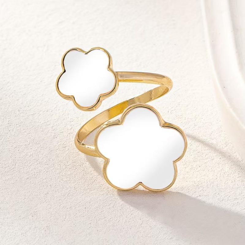 1 Piece Simple Stainless Steel Oil Drop Five Flower Ring Earrings Birthday Gift for Mom and Friends Various Occasions