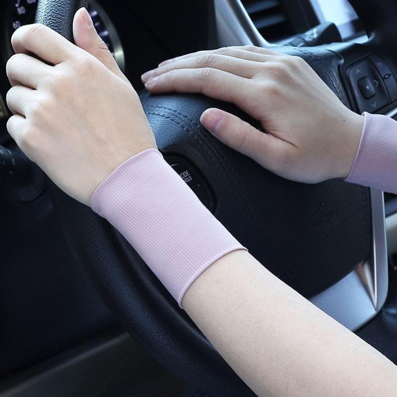 

Summer Thin Wristband Ice Silk Sun Protection Ice Sleeve Female Male Scar Cover up Fashion Short Breathable Sports Elbow Guard Wrist Guard Ice cool purple (8cm) M