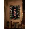Rexful Moonlit Garden Tapestry, Moon Phase Surrounded by Plants and Flowers Black Wall Hanging Blanket 36×48 inch