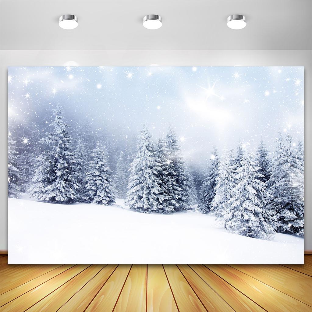 Paesaggio Invernale Foresta Nevosa Montagna Paesaggio Naturale Sfondo di Natale Fotografia Ritratto Bambino Studio Fotografico