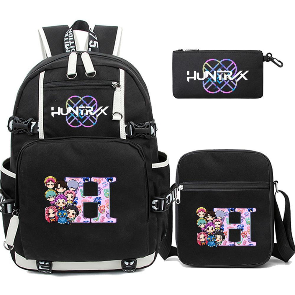 3Pcs/set 26 English Letter K-pop Printed Backpack with Pengcil Case Shoulder Bag for Teenager Girl Boy Bookbag Large Capacity Waterproof Travel Bag