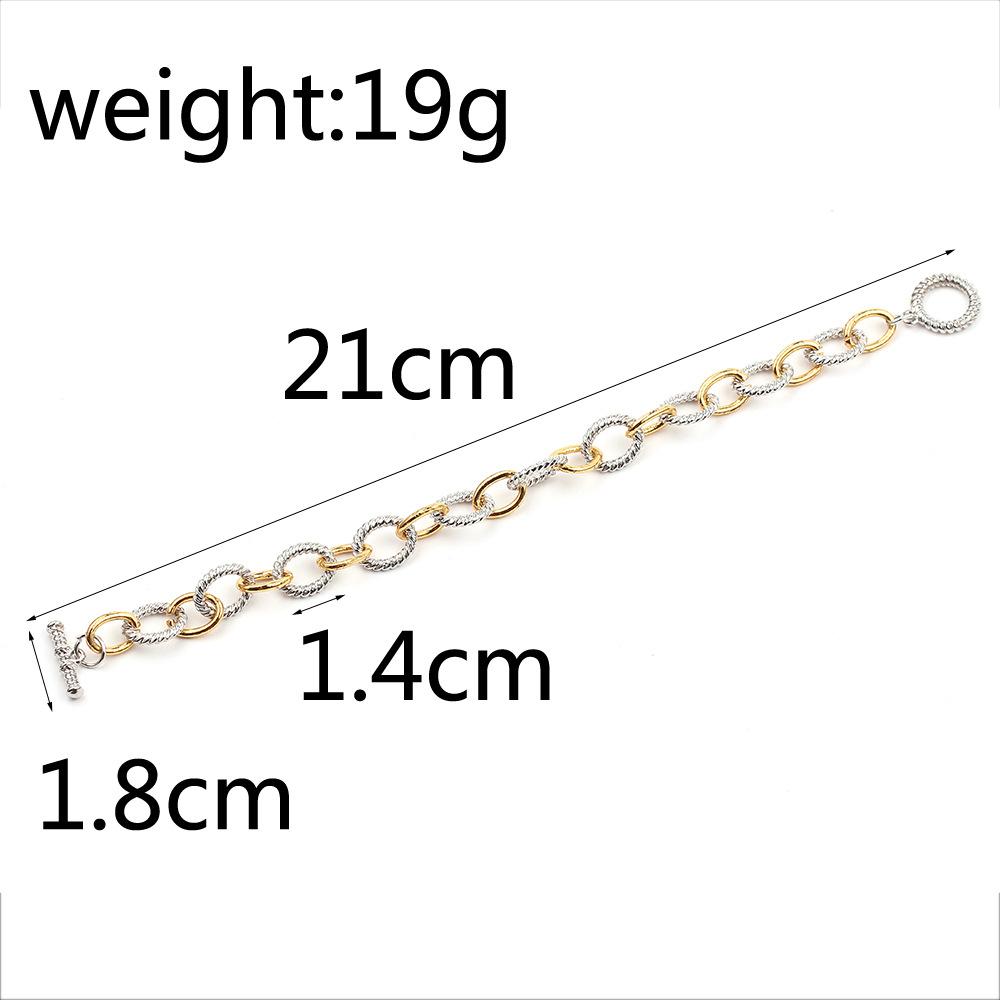 Link Bracelet for Women 2 Tone Circles Chain Silver and Gold Wire Cable Bangle Designer Inspired Bracelets Gift Jewelry