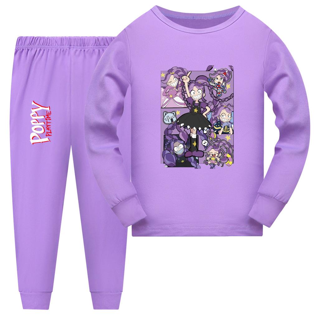 5623 2pcs Kids Girls Lily Lovebraids Sleepwear Pajamas T-shirt Pants Top Trousers Sets 110cm