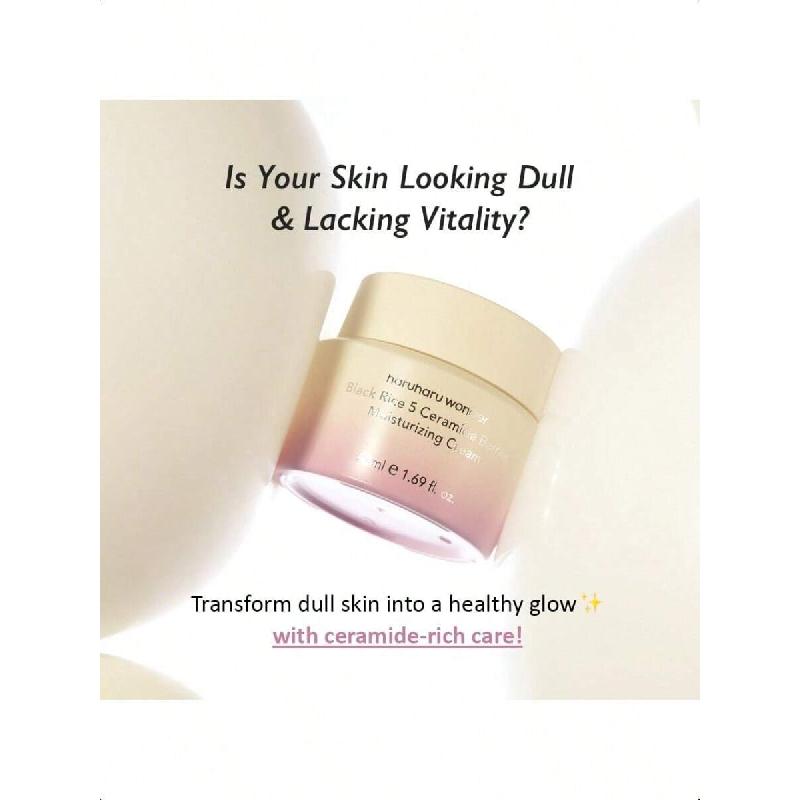 HaruHaru Wonder Black Rice 5 Ceramide Barrier Moisturizing Cream, Daily Skin Barrier Care, Long-Lasting Hydration, Soothing & Nourishing,  50ml