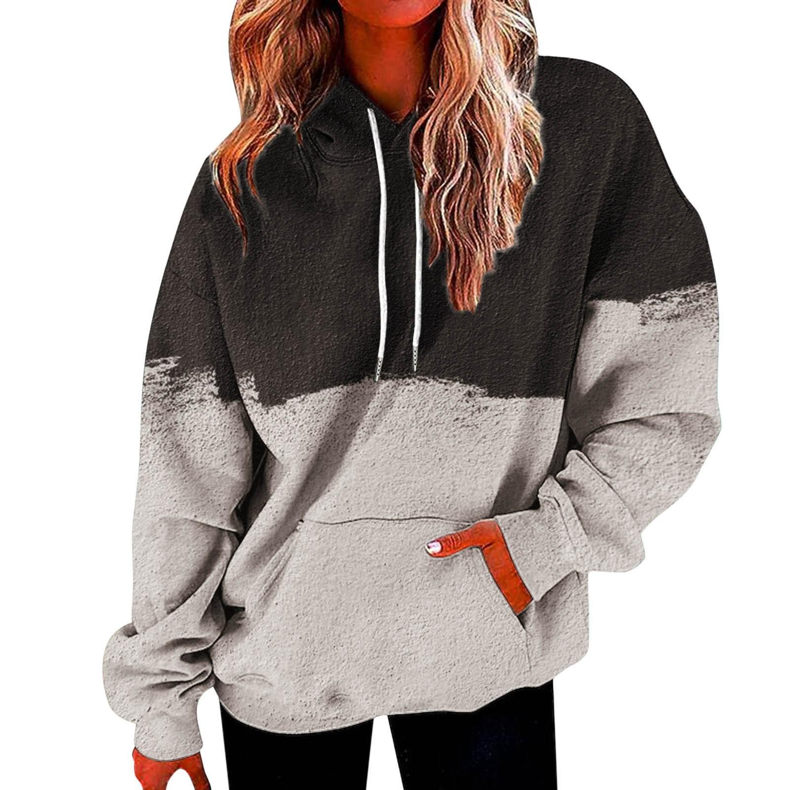 

Модная осенняя одежда Пуловеры Женские повседневные толстовки с капюшоном Harajuku Осенние толстовки Градиентный принт толстовки с капюшоном M