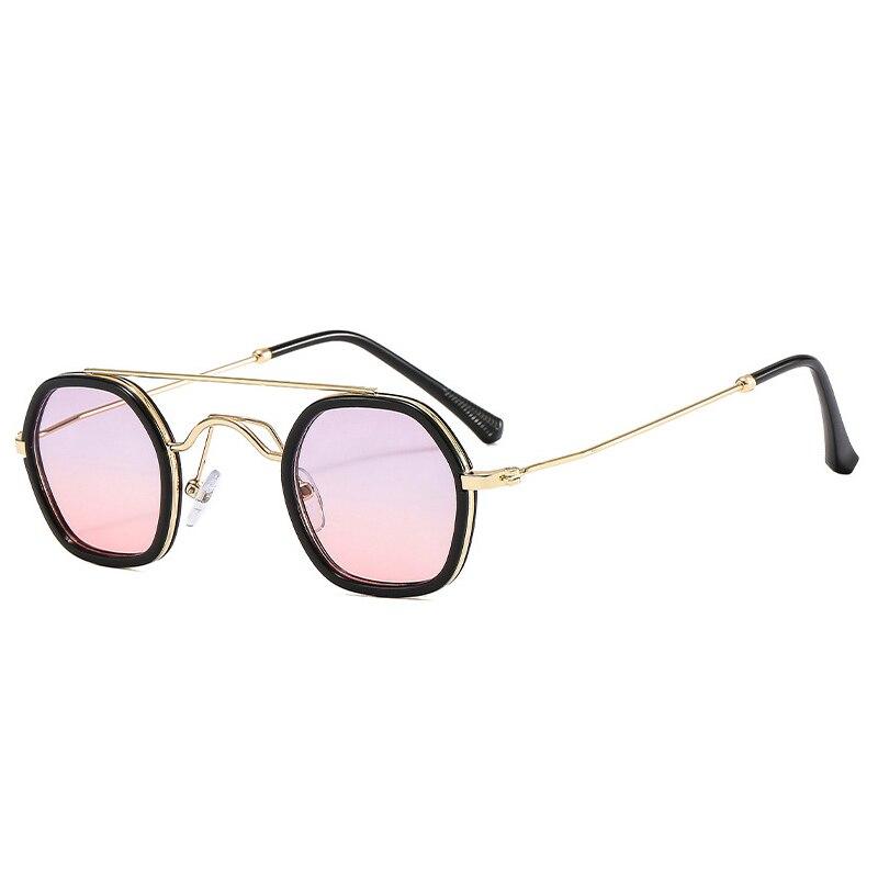 SHAUNA Retro Double Bridges Polygon Square Sunglasses Women Fashion Clear Ocean Gradient Lens Shades UV400 Men Punk Sun Glasses