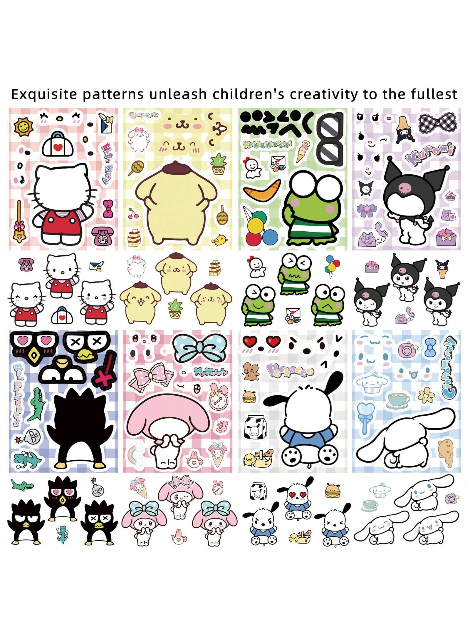 

8Pcs Animation Diy Creative Stickers, Game Stickers, Decor For Kidsative Stickers, Assembly And Splicing Stick One Size