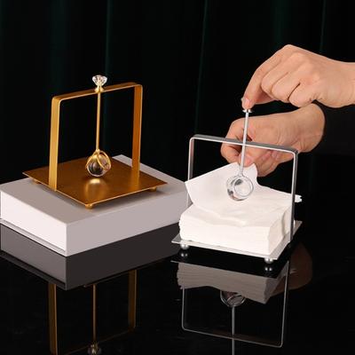 Yangyizhi Square Napkin Holder, with Weighted Arm, Durable Iron Frame Windproof Dispenser, Stable Cocktail Holders for Home And Restaurant