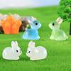 10pcs Cute Luminous Resin Easter Bunny Ornament Glowing in the Dark Miniature Rabbits Figurines Micro Landscape Decor