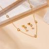 Gold Plated Heart Cubic Zirconia Jewelry Set Necklace Bracelet Earrings