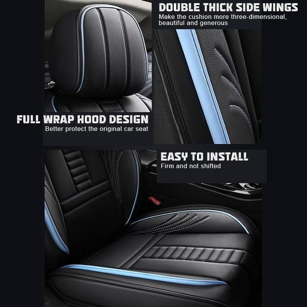 Universal DurableCar Front Seat Covers PU Leather Seat Cushion Car Protection Mat Skin Friendly Seat Cover 360° Fully Wrapped Back