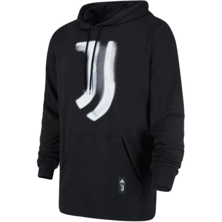 Adidas Juventus Graphic Print Hooded Sweatshirt Men Football Casual Long Sleeve Tops Black GR2919 XS