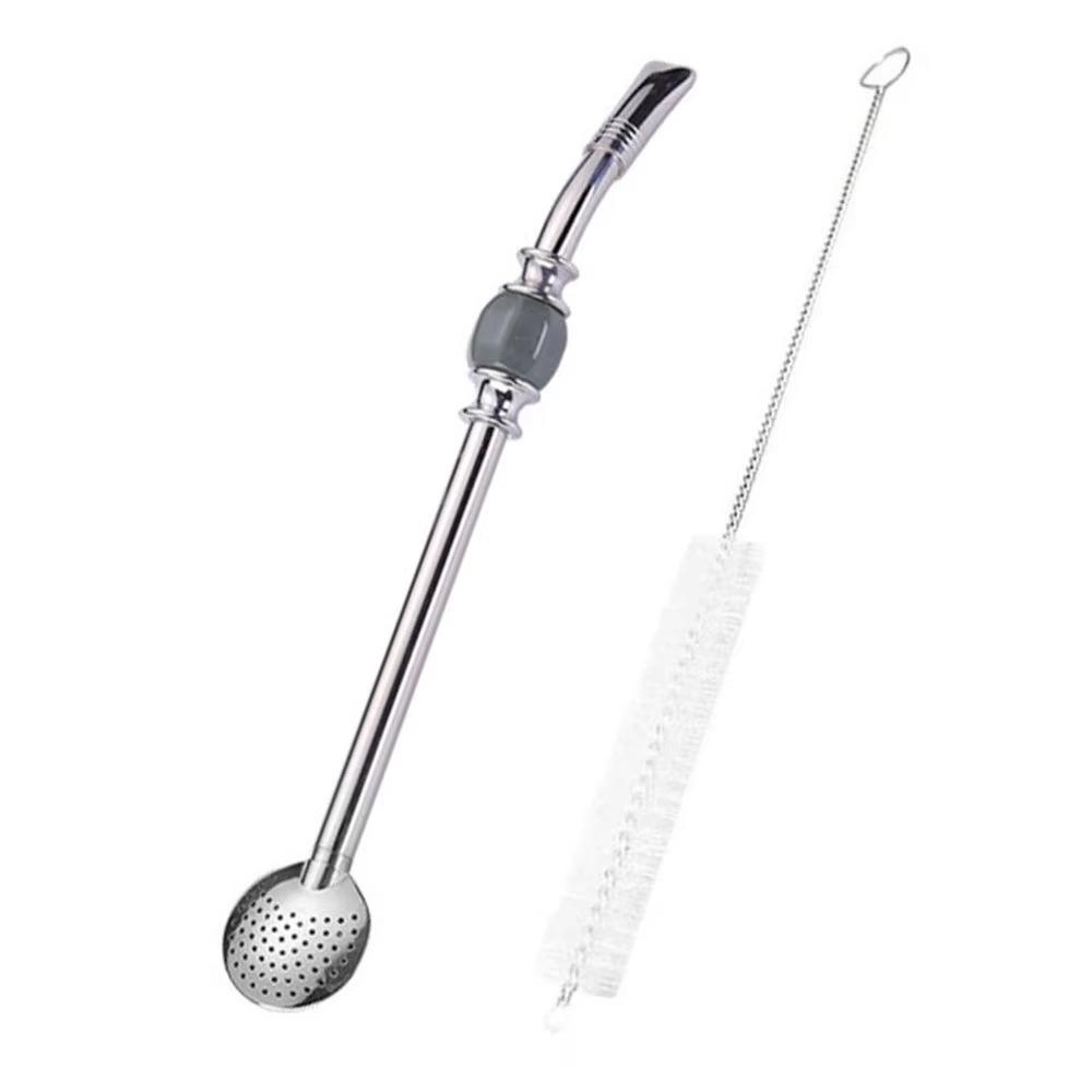Removable Stainless Steel Straw Reusable Filter Spoon Straw Drinking Straw Spoon  Tea Drinking