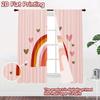 2D flat printing 2pcs Curtain Colorful Rainbow Heart Design Digital Printed Polyester Drapes Birthday Party Use for Holiday