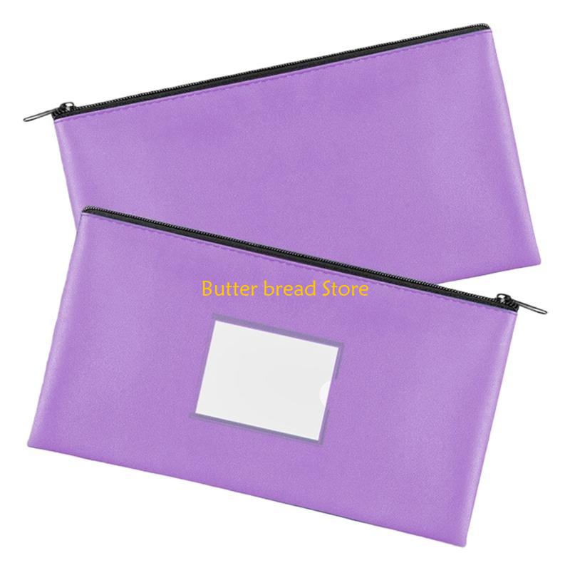 W89C Office File Organizers Waterproof PU Card Slot Clear Front for Professional Use