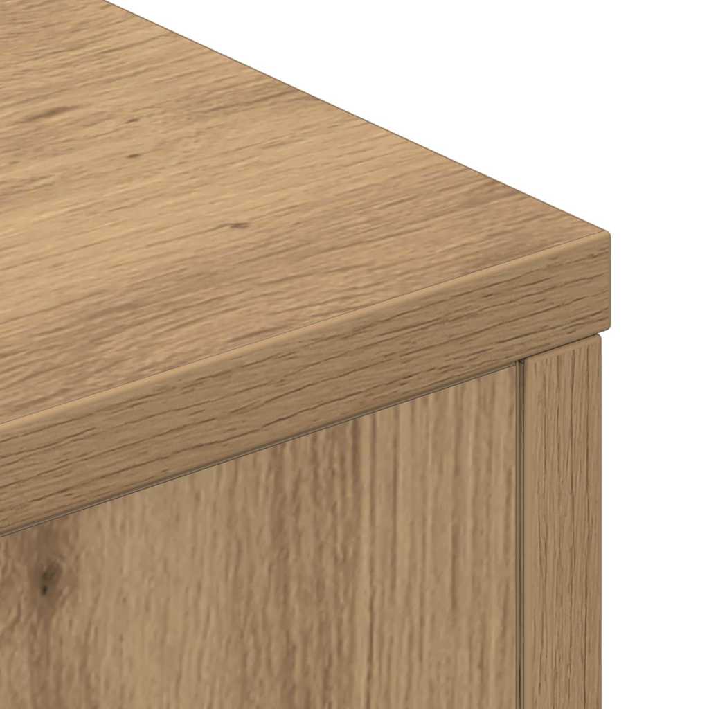 Storage Headboard with LED Artisan Oak Wood Material