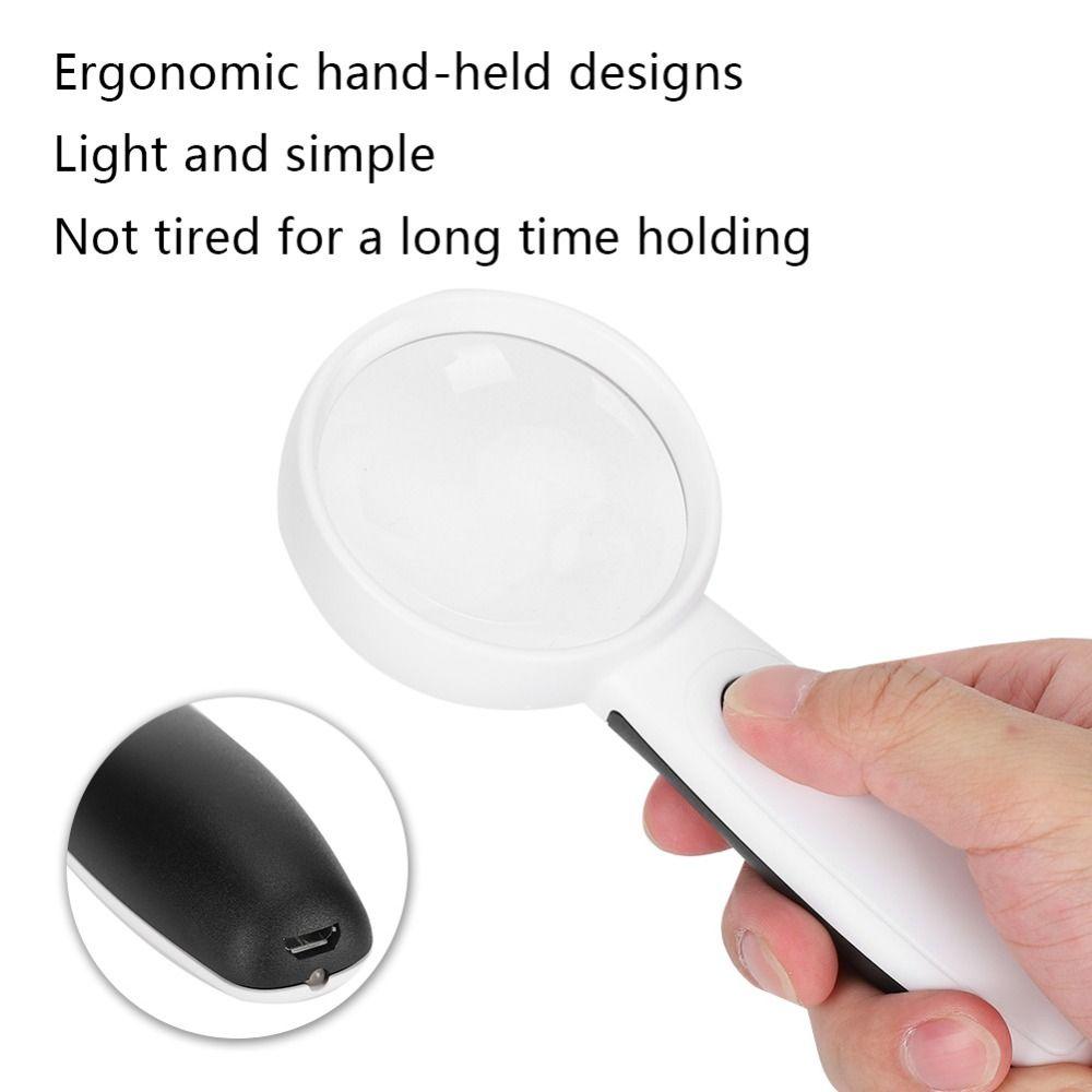 11X Magnification Handheld Magnifying Glass HD Len Jewelry Loupe LED Magnifier Reading Small Print