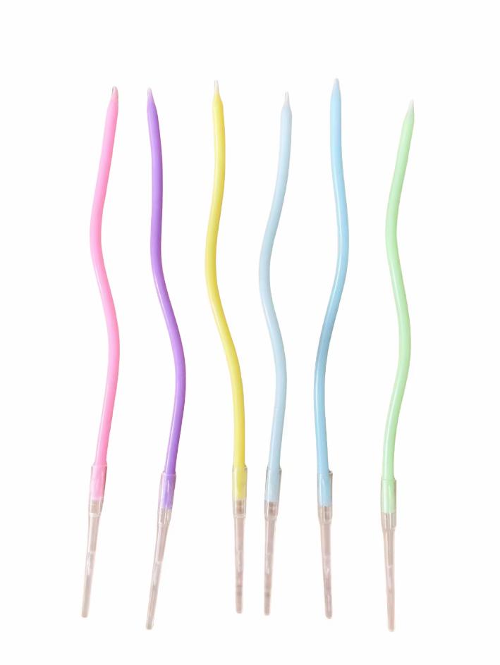 6/12 Stück Geburtstags-Spiral-Kuchenkerzen mit Haltern Lang Dünn Lockig Spiralförmig Metallic Kuchen Geburtstag Hochzeitsfeier Dekoration