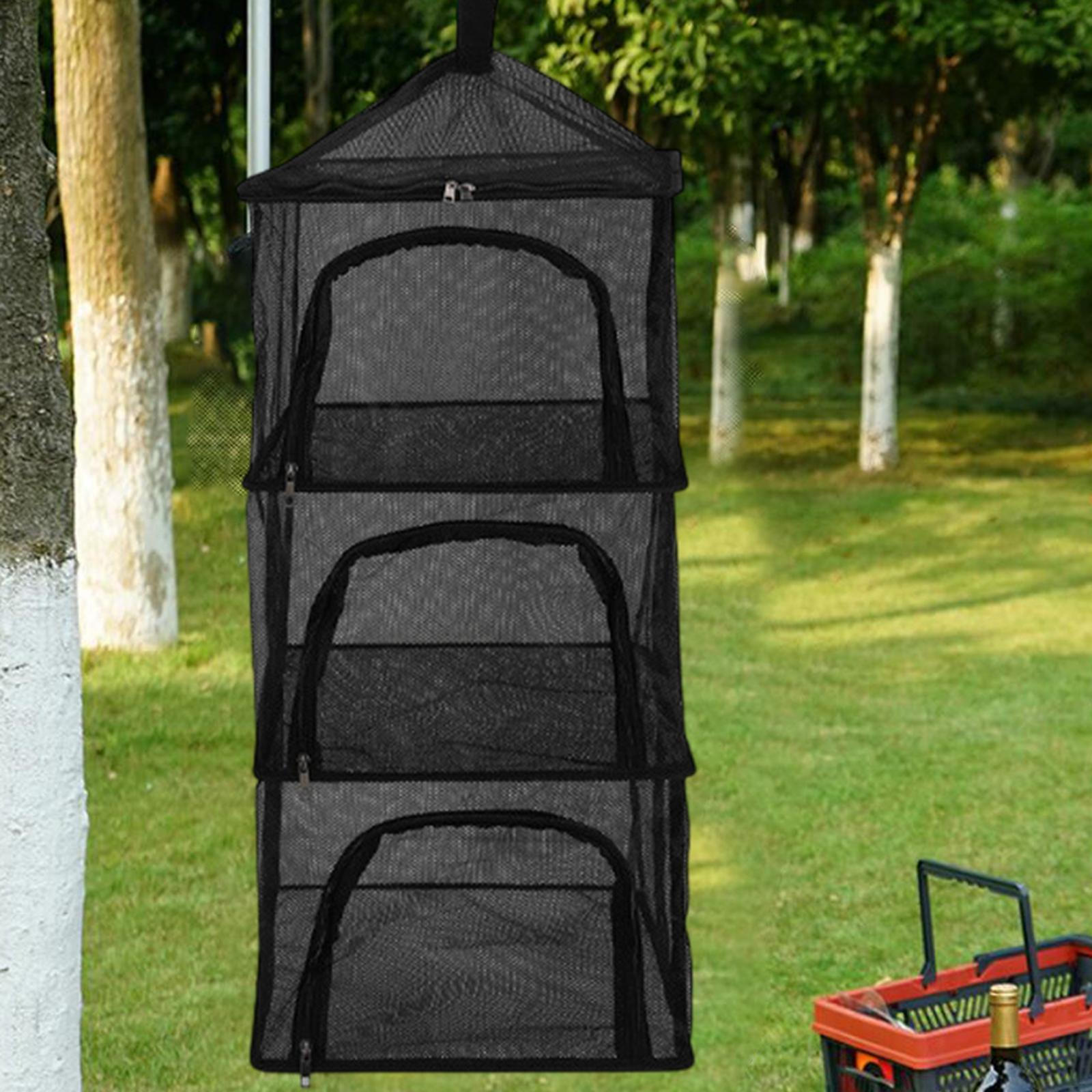

Foldable Drying Net 4 Layer Dryer Mesh Portable Equipment Storage Basket Camping Organizer for чорний