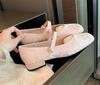 Fashion Flat Shoes for Women 2025 Spring and Autumn Pearl Square Toe Jacquard Mary Jane Shoes Ladies Loafers Women Zapatos De Mujer