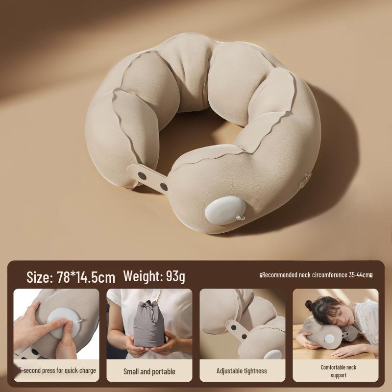 Automatic Inflatable Pillow: Portable Outdoor/Indoor Lumbar & Neck Support for Travel, Office Nap