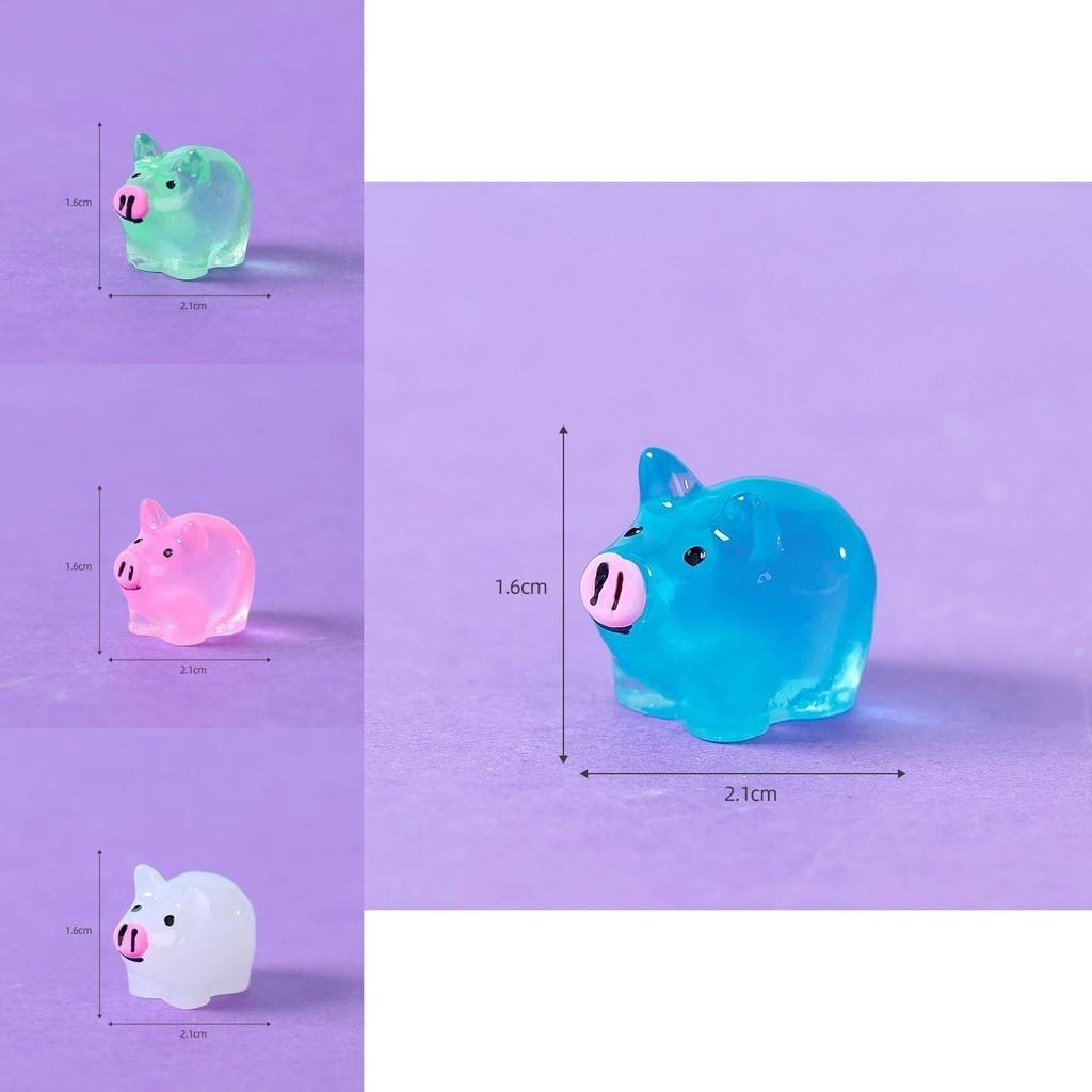 Cute Luminous Pig Resin Figurine For Miniature Garden And Desktop Decor