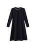 Hepburn Style Women's Elegant Black Midi Dress - Versatile Long Sleeve for Spring/Autumn 2026