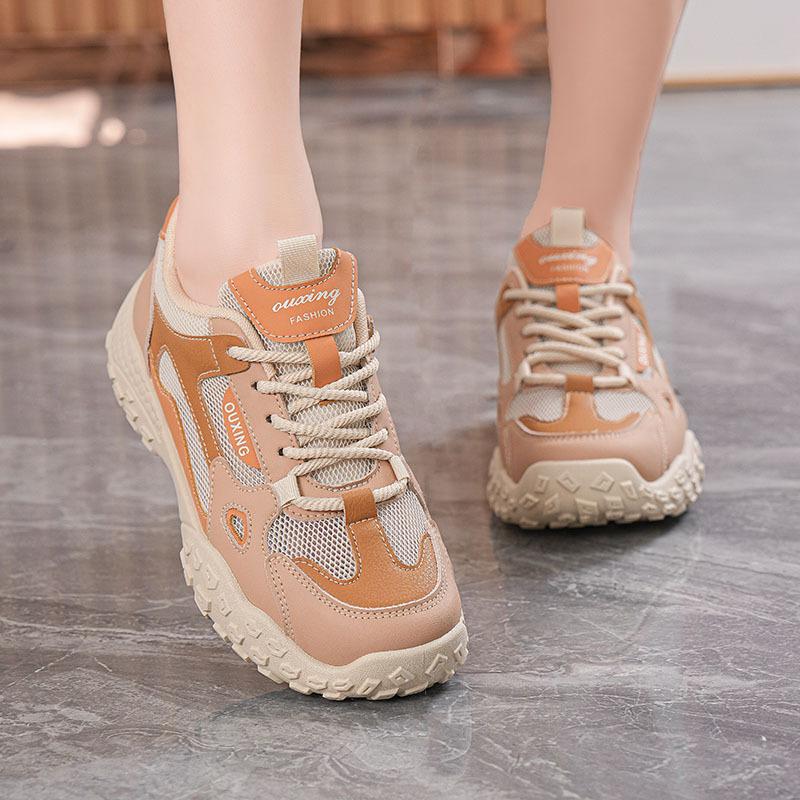 Spring and Autumn Breathable Mesh Shoes Korean Style Soft Sole Chunky Shoes Versatile Thin Shoes Sneakers
