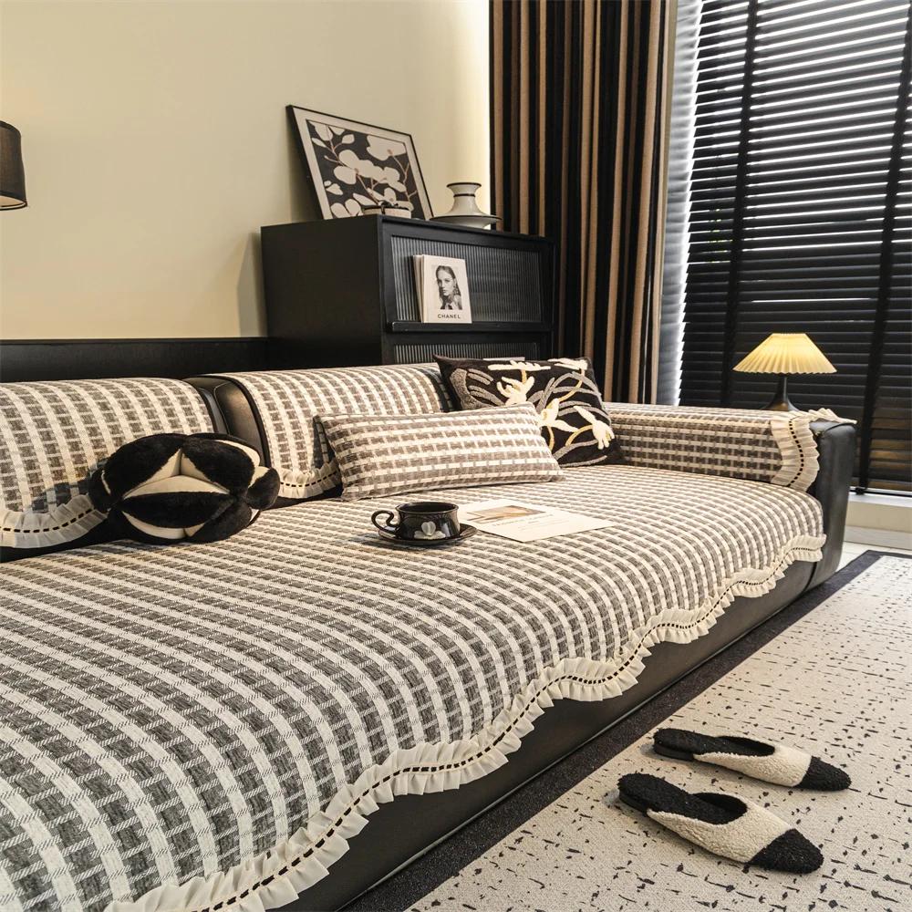 

Special-shaped Sofa Cushion Four Seasons Universal 2025 New Non-slip Cushion One-piece Leather In-line Sofa Cover Cover Cloth 70x70cm