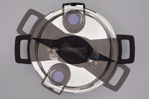 Pearl Metal Schnellkochtopf, 4.0L, IH-geeignet, Dreischichtiger Boden, Einhand-Hebel, H-5388