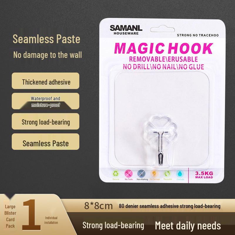 Large Transparent Stainless Steel Adhesive Hook: Strong, Thickened, Waterproof, and Traceless for Kitchen and Bathroom Use