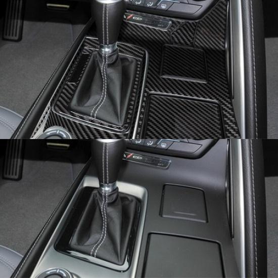 11x Carbon Fiber Car Gear Shift Panel Cover Sticker For Corvette C7 2014-
